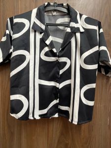 Patterned Black &amp; White Shirt