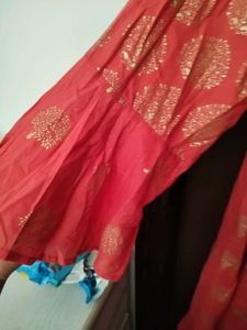 BIBA Elegant Coral Printed Tiered Kurta