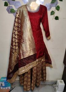 Heavy Maroon Gharara Set 🥀✨