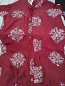 Maroon Printed Kurti