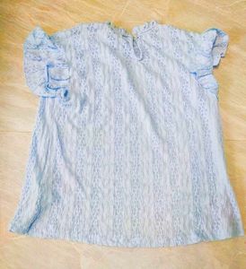 Cute Blue Ruffle Top
