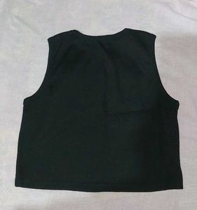 Black Ribbed Crop Tank Top