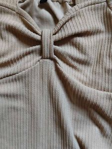 Ribbed Top with Bow Detail