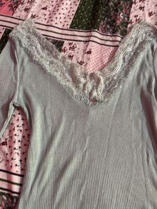 Lace Trim Long Sleeve Top