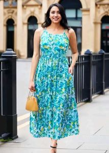 Floral Print Maxi Dress-xl 42 bust