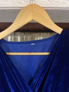 Elegant Navy Blue  Velvet Maxi Dress
