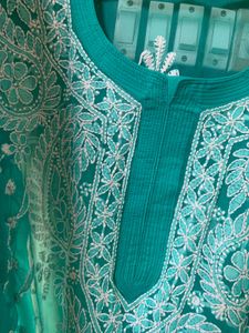 Aqua Chikankari Kurti