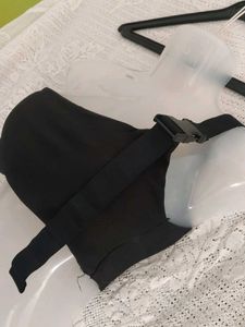 Korean Black Tube Top with Buckle Detail