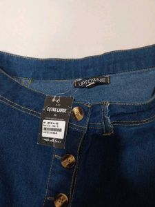 Denim Button-Front Skirt