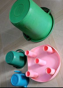 bucket 🪣 &amp; mug &amp; bath stand set