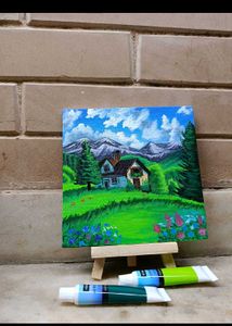 Mini Aesthetic Landscape Painting With Stand
