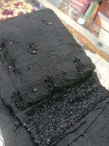 Black Beaded Plazzo Dress 46 Size