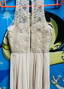 Peach Lace Halter Maxi Dress