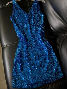 Sparkling Blue Sequin Mini Dress