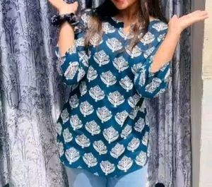 Blue Printed Tunic Top