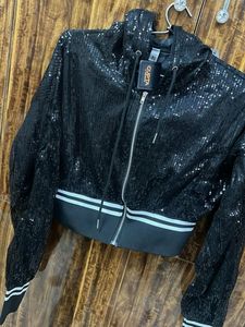 Sequin Zip-Up Hoodie