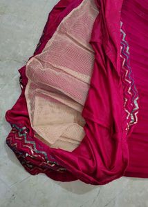 🔥Saree style Lehenga🩷 rani pink indo western