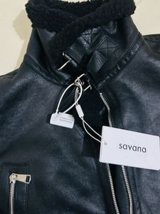 Black Faux Leather Aviator Jacket