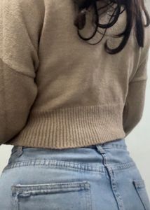 Beige V Neck Drop Shoulder Cardigan