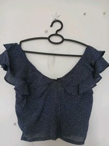 Polka Dot Ruffle Top