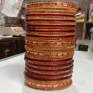Red &amp; Gold Crystal Bangles (Set)