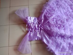 New Design Levender Colour Gown Dress With Full Fl