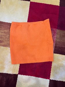 Orange Knit Cutout Top