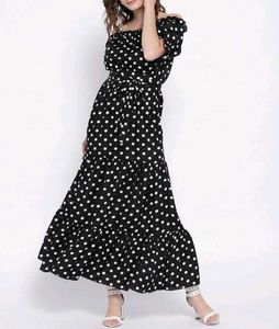 Polka Dot Flared Midi Dress