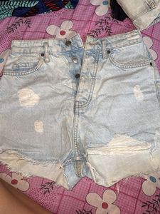 Ripped Denim Shorts