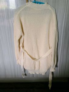 Cream Knit Sweater with Tie