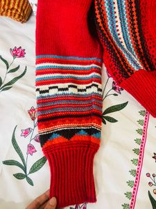 zara red knit cardigan