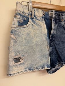 Two-Tone Denim Shorts