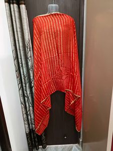Red &amp; Gold Striped Dupatta