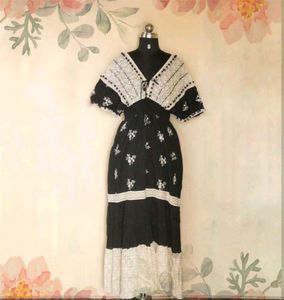 Boho Embroidered Lace Maxi Dress