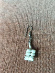 Vintage White Beaded Necklace &amp; Earrings