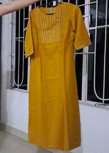 mustard kurti set