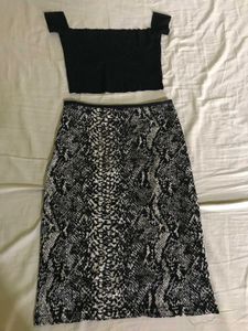 Cute Crop Top N Printed Fitted Skirt Set