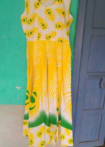 Bright Yellow &amp; Green Floral Print Dress