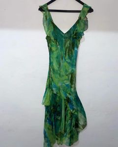 Green Ruffle Bodycon Dress