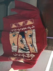 Maroon Anime Graphic T-Shirt