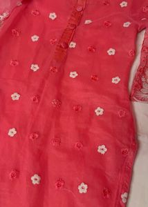 Pink Floral Embroidered Kurta UNUSED