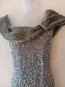 Tailor Made Silver Sequin Gown(Thailand Fabric)