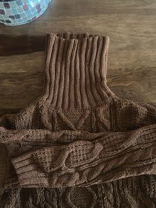 Brown Cable Knit Turtleneck