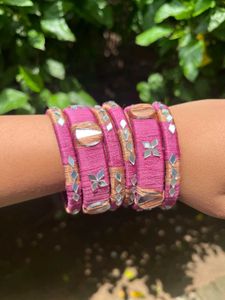 Pink Embellished Bangles