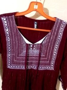 Maroon Top with Silver Details