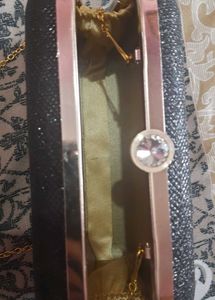 Elegant Black Glitter Clutch