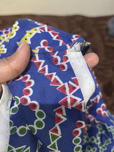 Blue Printed Sleeveless Dress