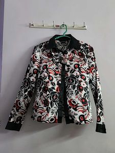 Black satin top or shrug on tanktop