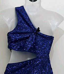 Sparkly Blue One-Shoulder Mini Dress