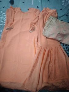 Peach Embroidered Kurta Set